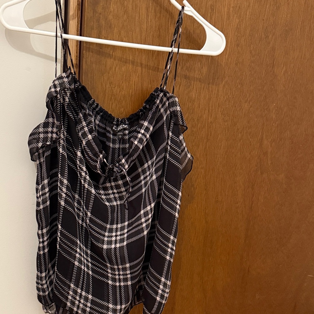 Plaid Black and White Top